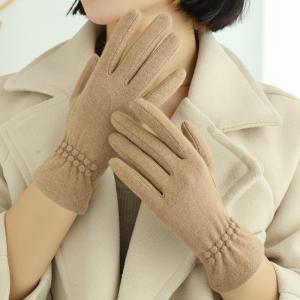 China Khaki Color Wool Ladies Warm Winter Gloves Fashion Design Women Hand wholesale