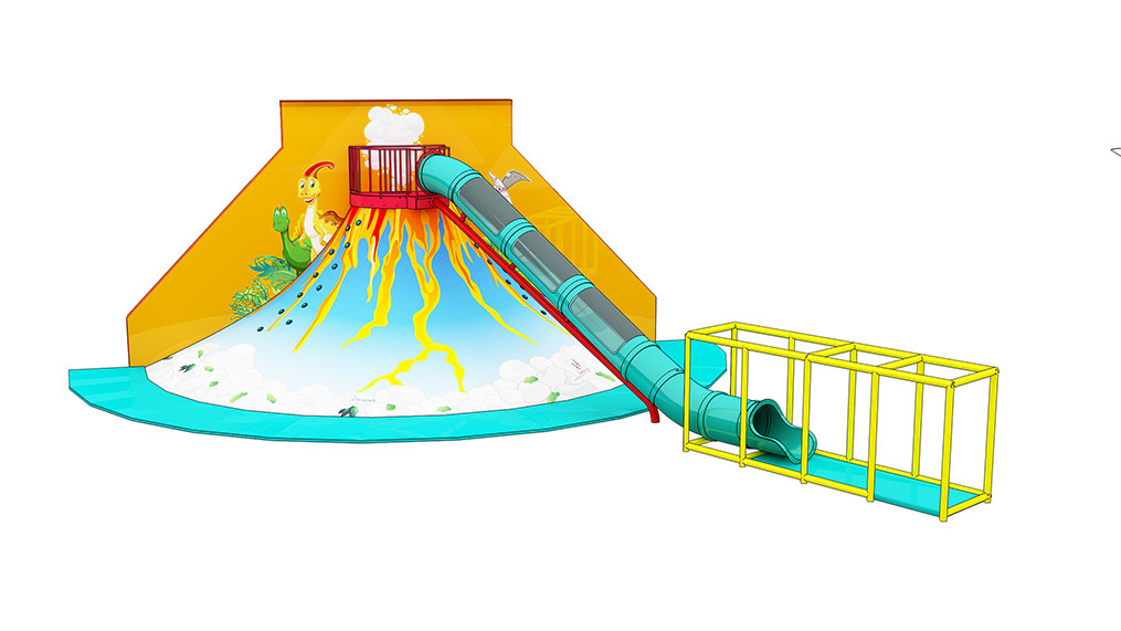 Funny Colorful 2.6M Volcano Climbing Slide Indoor Playground Equipment