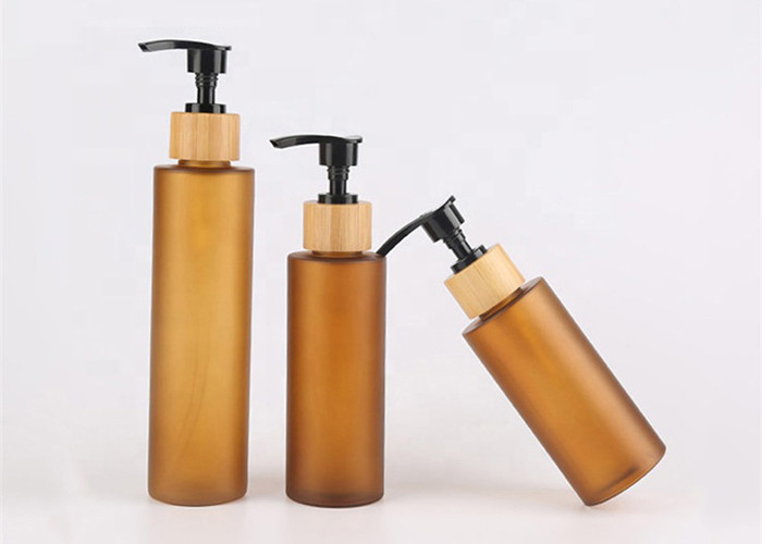 100ml - 200ml PET Plastic Bottle , Cosmetic Plastic Bottles With Bamboo Pump