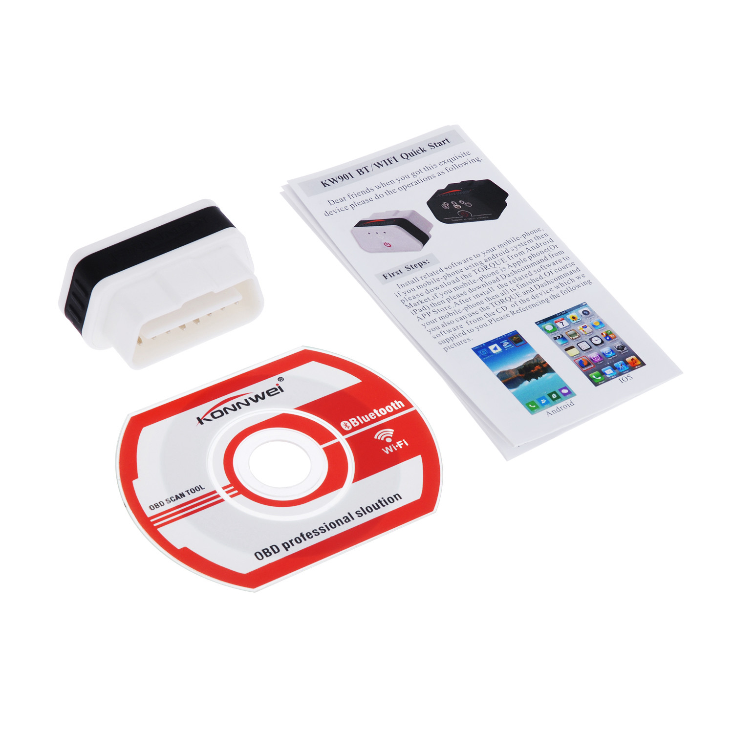 Mini Manual WIFI Diagnostic Scanner KW901 Elm327 1.5a Software Test Car Engine