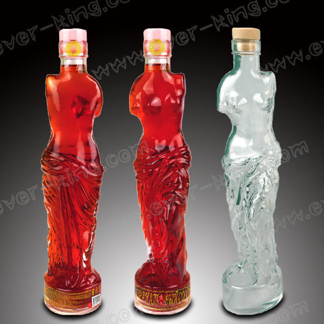 ISO9001 750ml Clear Embossing Whiskey Empty Bottle