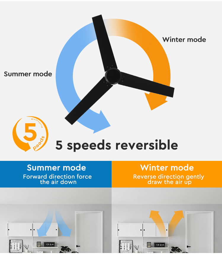 Natural Wind Ceiling Fan with Remote Control 1stshine Household Bldc Reversible Motor