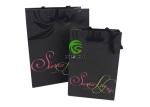 Pink / Black Paper Shopping Bags Disposable Retail Paper Bags With Handles