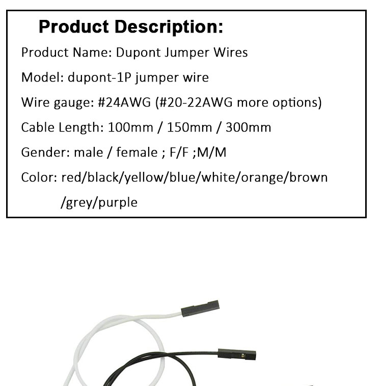 Male to Male Female to Female 2.54mm 1 Pin Dupont Connector Solderless Breadboard Jumper Wire for Arduino