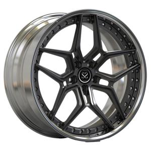 China 20inch Matte Black Disc Forged 2 Piece Luxury Rims Polished Lip Audi RS6 Wheels wholesale