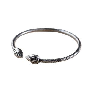 China Sterling Silver Lotus Flower Wire Cable Cuff Bracelet Women Bangle(SZ0199) wholesale