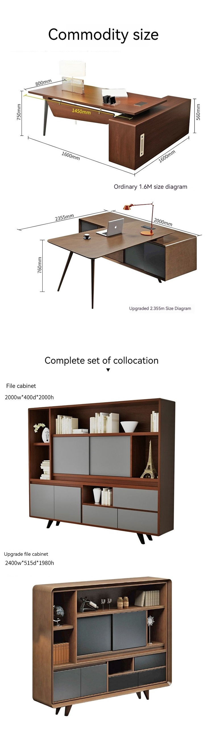 Contemporary Design Office Furniture L-Shaped Workstation for Modern Manager