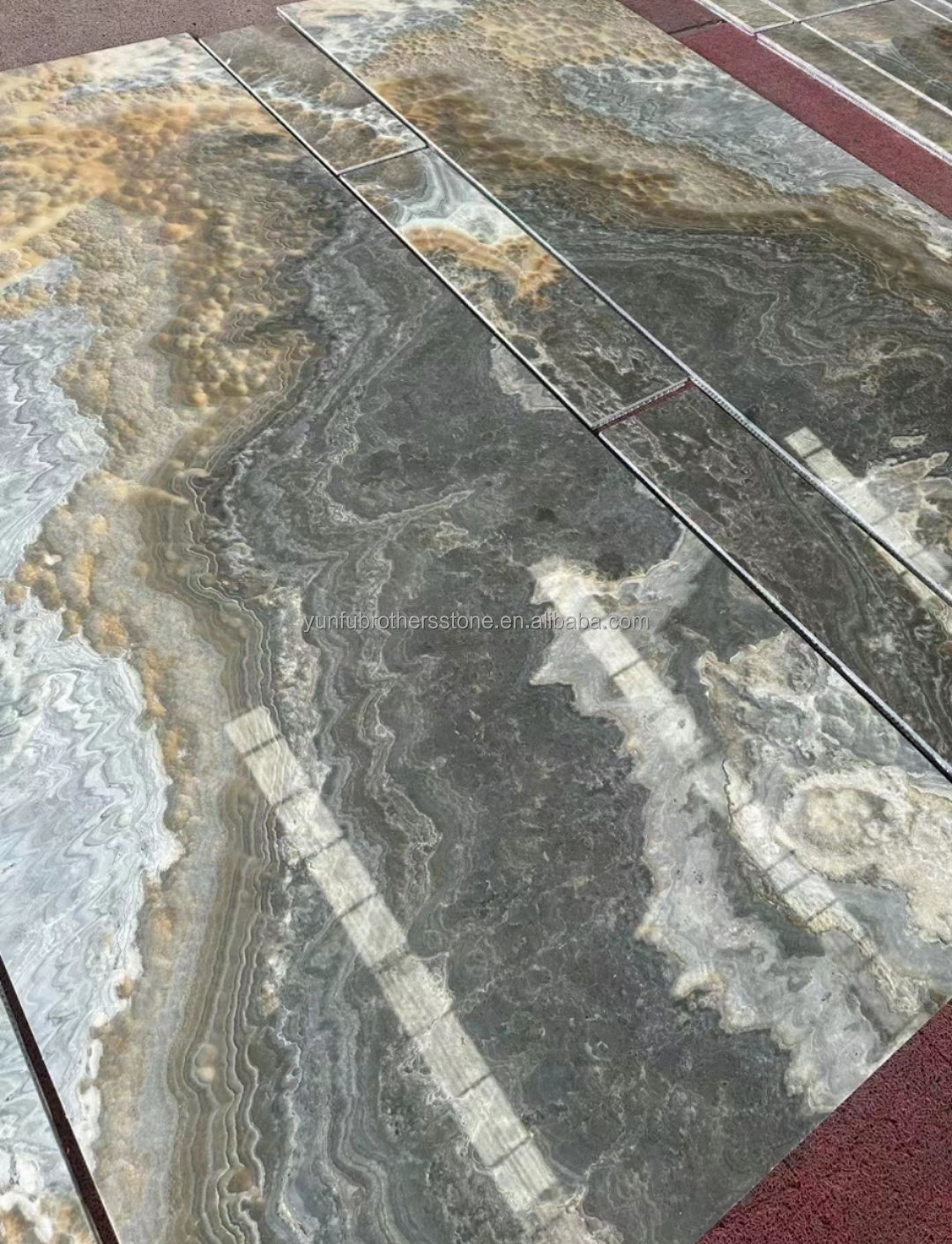 Polished Translucent Onyx Stone Modern Design for Natural Backlit Jade Ink Marble Big Slab
