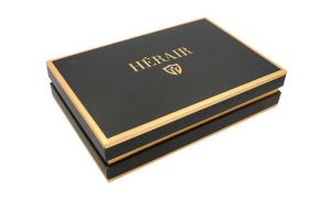 China Custom printed Rigid Cardboard Box Black For Hair wholesale