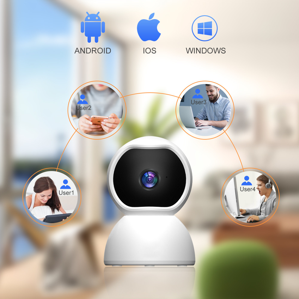 Indoor auto tracking WIFI PT 1080P 2MP WIFI camera wireless onvif 128G TF card slot home security wifi camera