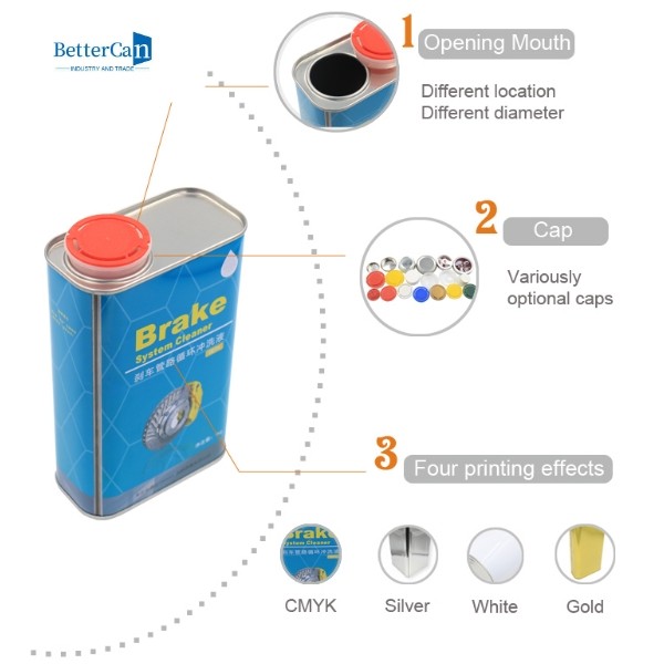 36Oz Square Tin Oil Can 1 Liter Empty Custom Brake Oil Can