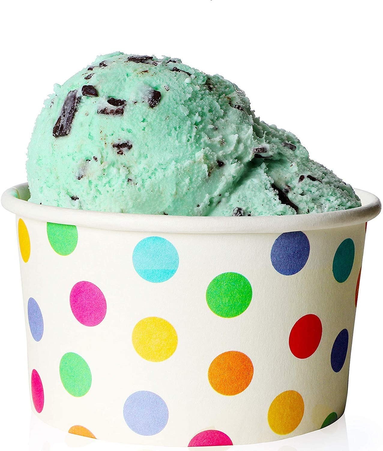 Party Supplies Rainbow Polka Dots Disposable Paper Ice Cream Cups With Lids