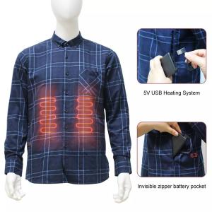 China Sheerfond Heated Long Sleeve Shirt , Flannel Heated Thermal Underwear Odm wholesale