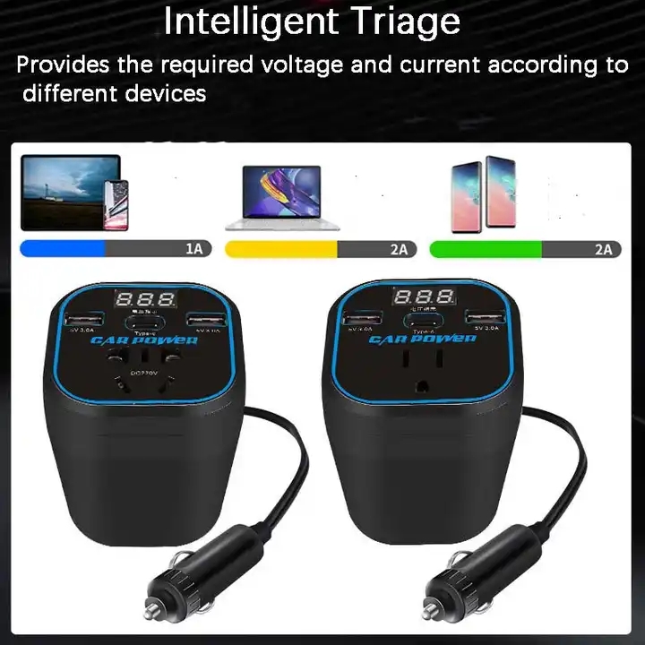 150W Car Power Inverter Charger Car Power Inverter Dc 12V 24V To 110V 220V Ac Car Power Inverter For Cup Holder