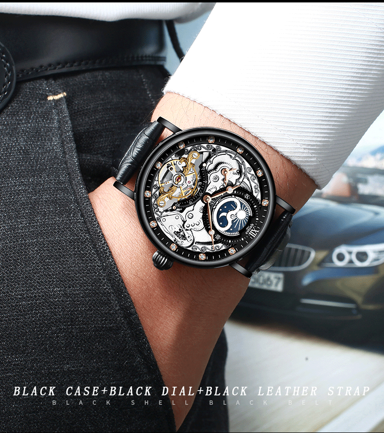 KINYUED New design Multifunctional mechanical watch Tourbillon mechanical movement