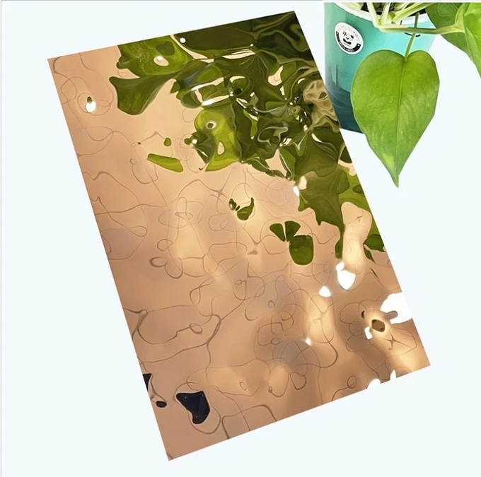 201 4x8 4x10 large water wave stainless steel plate mirror Rose gold water ripple stainless steel Sheet for Wall Panel