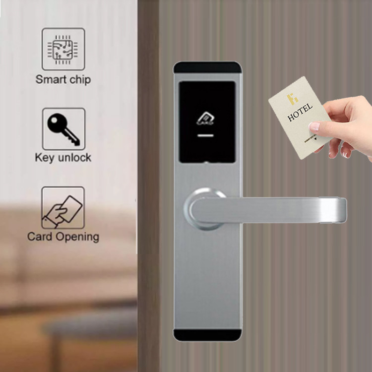 Hotel RFID Card Door Lock Black / Silver Zinc Alloy With Free Software
