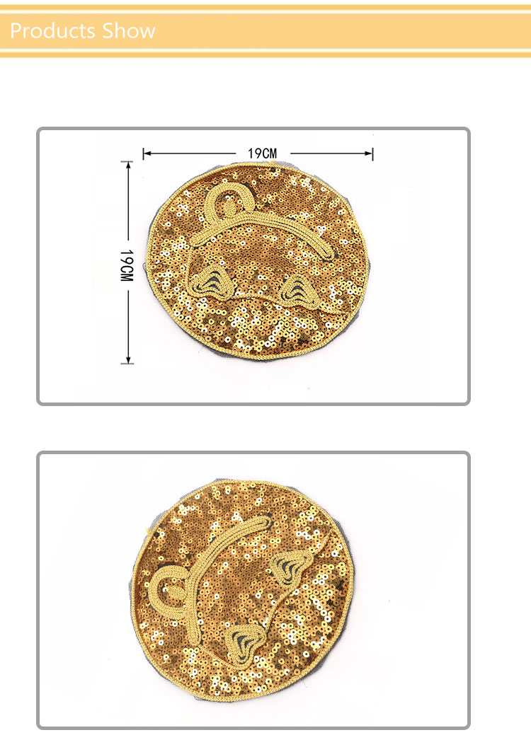 Emoji Totem Reverse Sequin Patch Golden Round Special Design 19*19CM Size