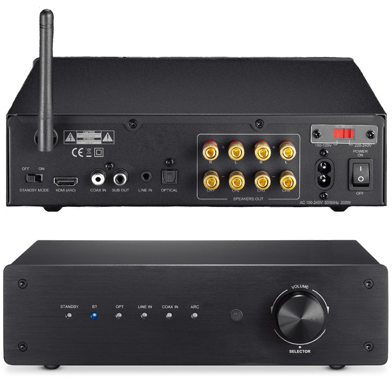 Solid 2 Channel Bluetooth Amplifier Class D HiFi Home Stereo Audio Power Amplifier