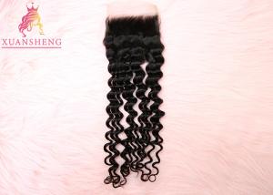 China Italy 4x4 Lace Closure Full Cuticle Aligned Deep Wave 100% Virgin Human Hair wholesale