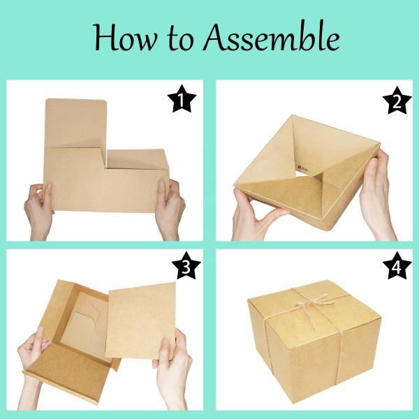 Square Recyclable Paper Kraft Cardboard Gift Boxes 6x6x4 Inch For Bakery Cupcake