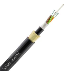 China 196C SM G652D ADSS Fiber Optic Cable Dielectric Outdoor Black Jacket 3KM/Drum wholesale