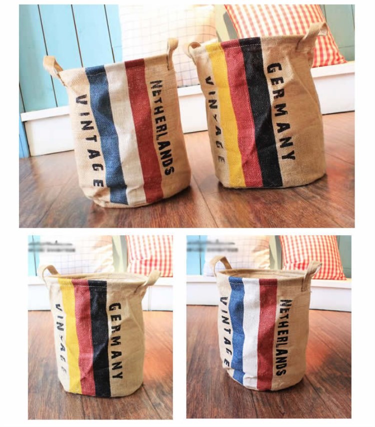 Cotton Waterproof Fabric Foldable Laundry Basket Baby Kids Dirty Clothes Bucket Hamper