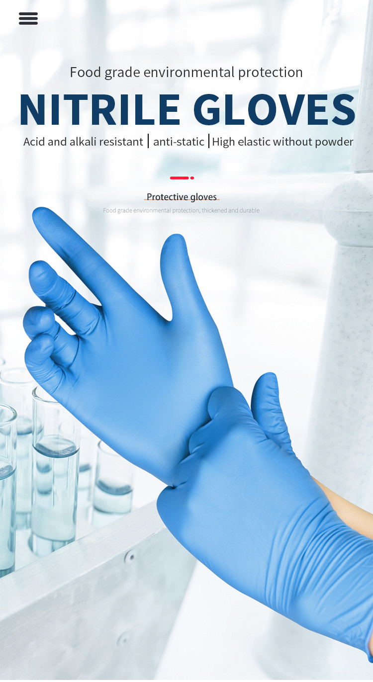 EN374 12X24CM Medical Nitrile Gloves Alkali Acid Resistance