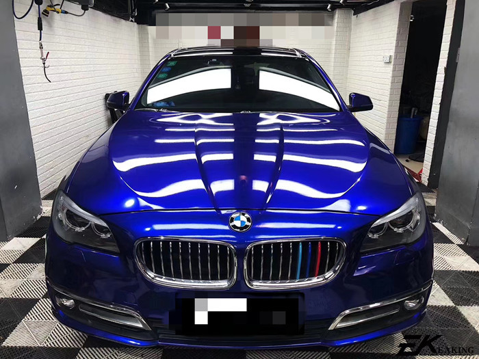 Glare Blue Gloss Car Vinyl Wrap Air Release Swipeable For Vehicle Advertising