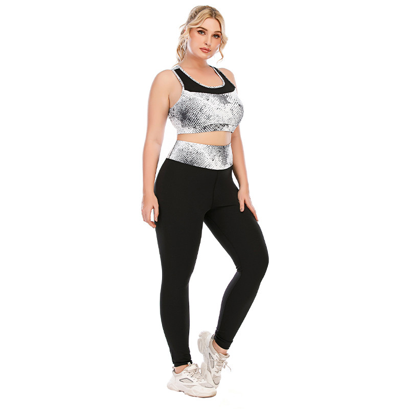 Snakeskin Printing Big Cup Yoga Sets 82% Nylon Gym Sports Bra And Leggings Set