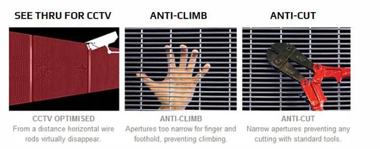 Anti Climb Security Fence / ClearVu Security Fence For House Garden Prison Airport