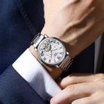 Luxury Full Steel Business Quartz Wrist Watches Mens Japan Movement Calendar