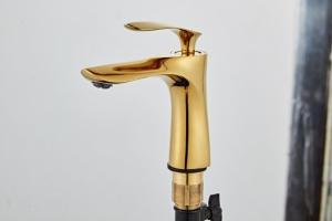China Luxurious Brass Golden Hotel Below Counter Basin Facucet wholesale