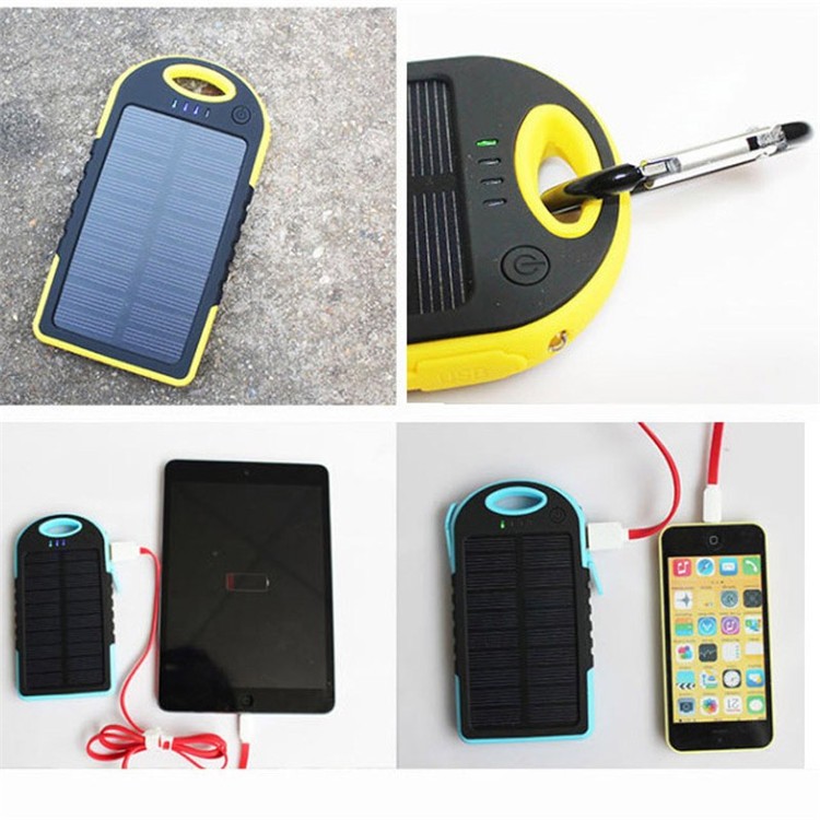 2016 Solor Charger 5000mah Portable Waterproof Solar Power Bank Backup Dual USB Powerbank