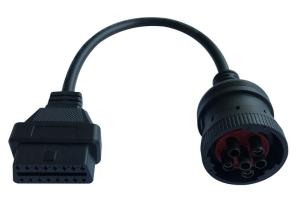 China Deutsch 6 Pin J1708 Female to OBD2 OBDII 16 Pin J1962 Female Cable wholesale