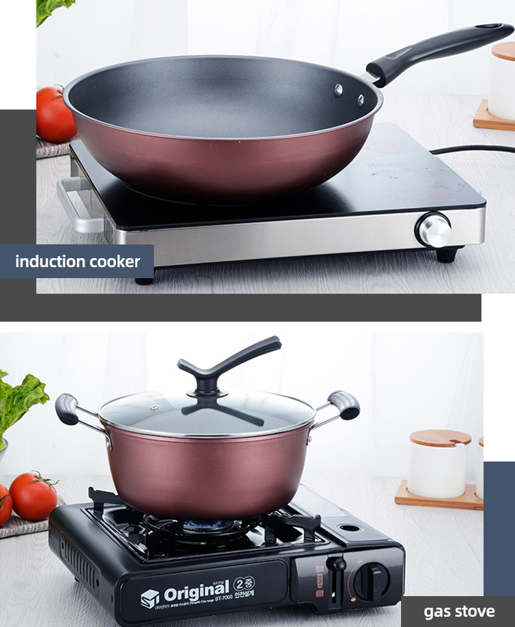 6 Pieces Red Cast Iron Cookware Set Nonstick Soup Pots For Kitchen