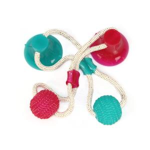 China Rubber 15cm Durable Bite Dog Suction Cup Ball Toy Set wholesale