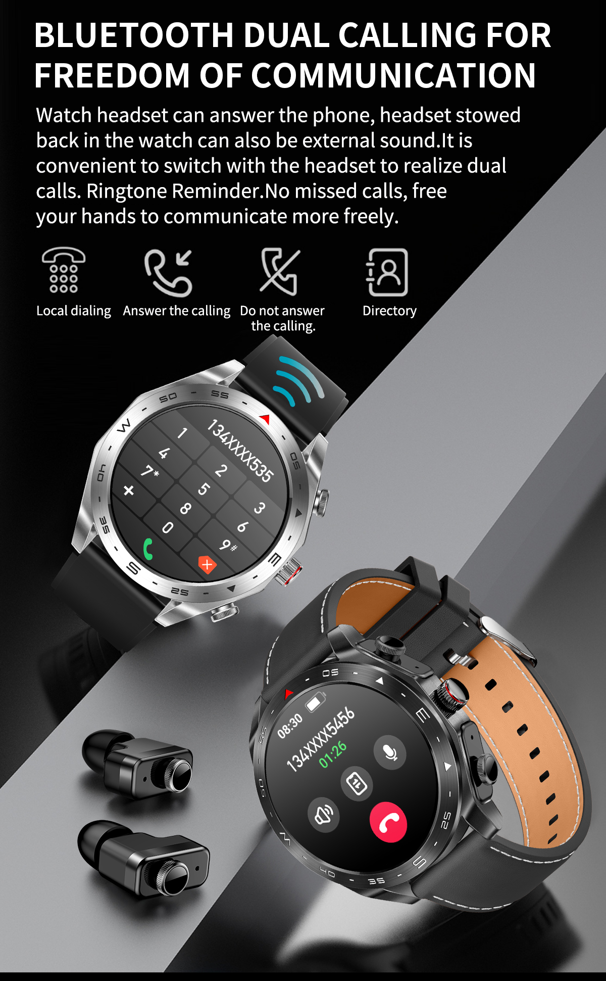 IPS Screen TWS Smart Watch Wireless Earbuds And Calories Tracker Smartwatch 2 In 1 Earphone