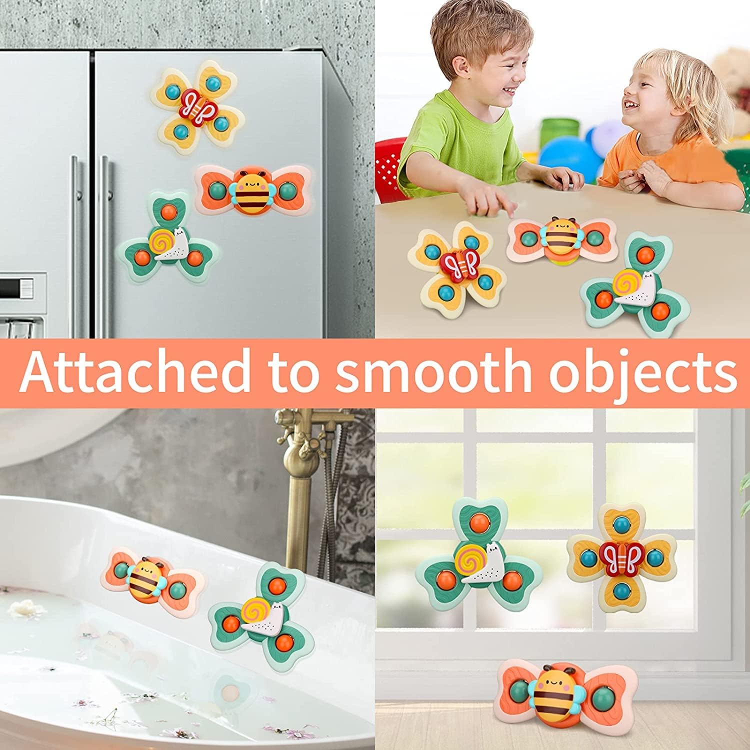 Unisex 3 Pack Suction Cup Spinner Toys for Baby Toddler Educational Suction Baby Toys