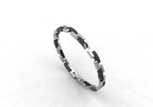 China Top Quality Europe Fashion Stainless Steel Genuine Leather Silicone Bangle Bracelet ADB206 wholesale