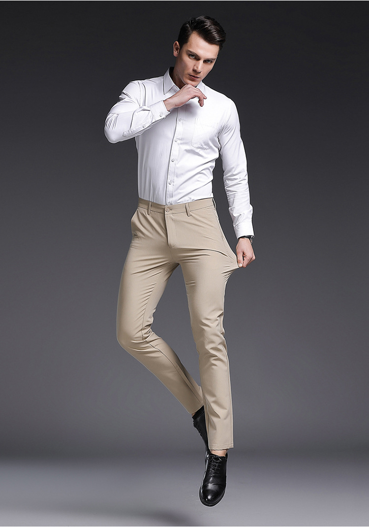 Side Pockets Men's Black Cuff Straight Trousers Breathable and Stylish for Casual Wear