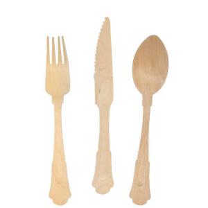 China Wooden Disposable Knife Fork And Spoon Set Degradable 20cm wholesale