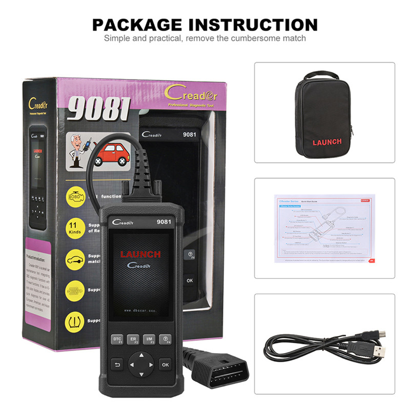 CReader 9081 ABS,SRS systems Launch DIY Scanner CReader 9081 Full OBD2 functions Online up date Oil,EPB,BMS,SAS,DPF,TPMS