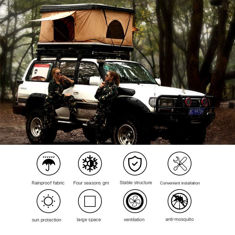 Factory Supply 2020 Outdoor Camper Camping Black ABS Plastic Hard Shell Roof Top Tents For Car