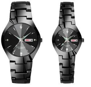 China 3ATM Quartz Couple Watches OEM Silvertone Luxury Couple Watches Date Function wholesale
