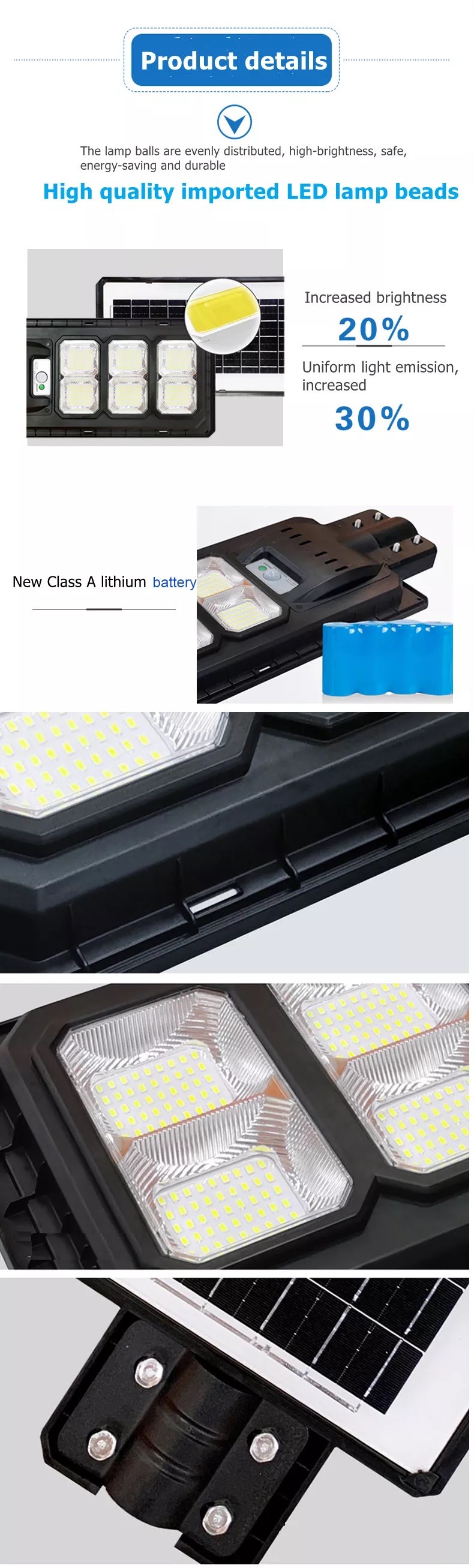 120 Watt Solar Street Light For Outdoor 5000K Daylight White Flood Endurance IP65 Waterproof