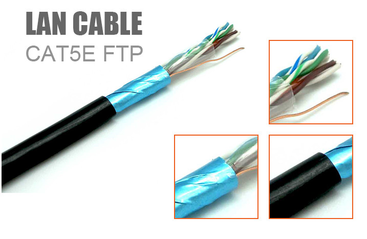 PE 305M 1000Ft Waterproof 4P FTP / Cat5E Lan Cable , Outdoor Network Cable