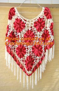 China Fringe Crochet Shawl Wrap Poncho Women Pashmina Fur Designer Handmade Crocheted Multiwear wholesale