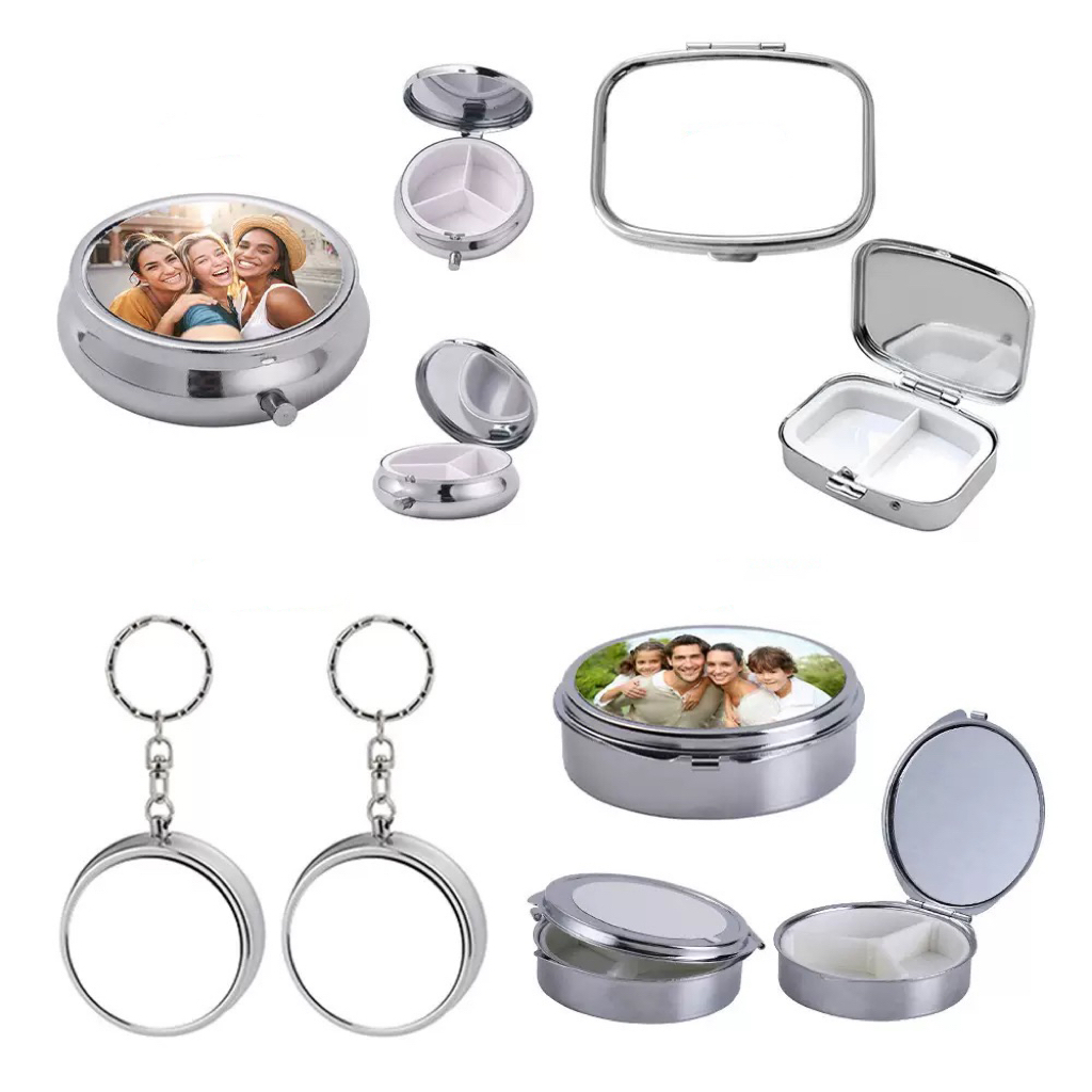 Round Metal Sublimation Pill Box With Aluminum Insert
