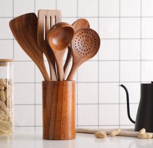 China Customized Logo Teak Kitchen Wooden Utensils Six-Piece Jujube Spatula wholesale